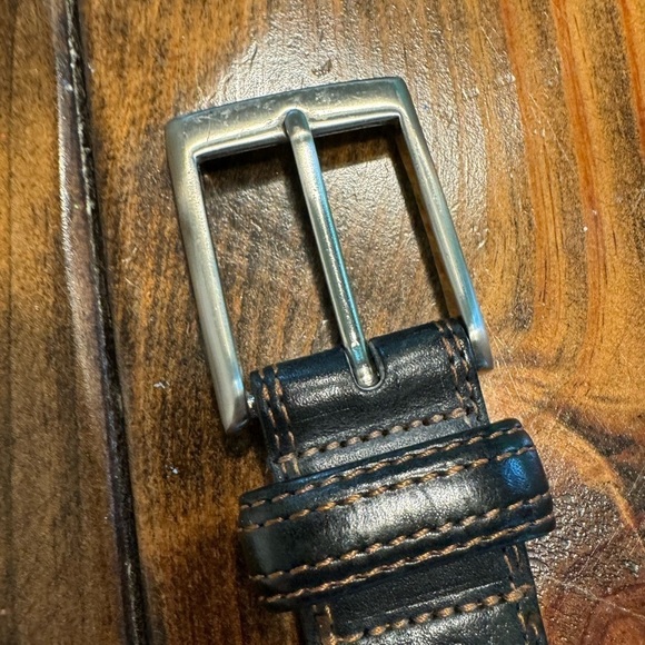 Cole Haan Black Leather Brauded Belt with Signature Silver Tone Buckle Size 38 - Picture 6 of 8